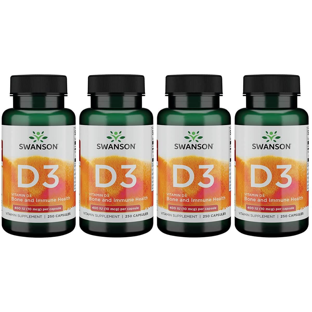 Swanson Vitamin D3 400 Iu (10 mcg) 250 Caps 4 Pack - Walmart.com