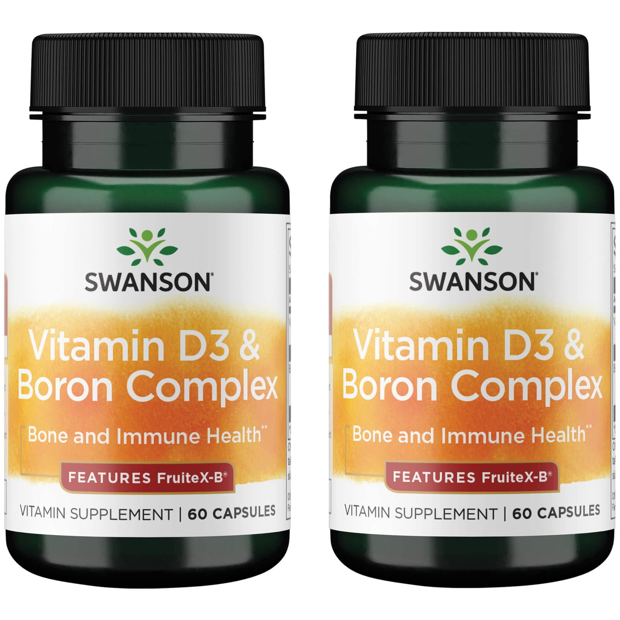 Swanson Vitamin D3 & Boron Complex Features FruitexB 60 Caps 2 Pack