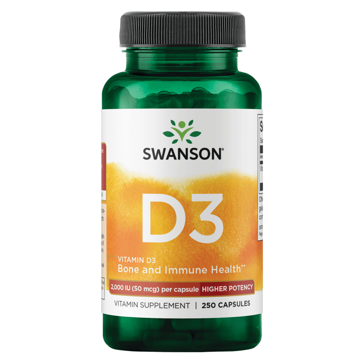 Swanson Vitamin D3 Higher Potency 2,000 Iu 250 Capsules