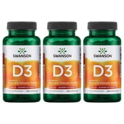 Swanson Higher Potency Vitamin D-3 2000 Iu - "Sunshine Vitamin" Bone, Immune Support 50 mcg 250 Capsules 3 Pack