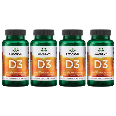 Swanson Vitamin D3 - Higher Potency 2,000 Iu (50 mcg) 250 Caps 4 Pack