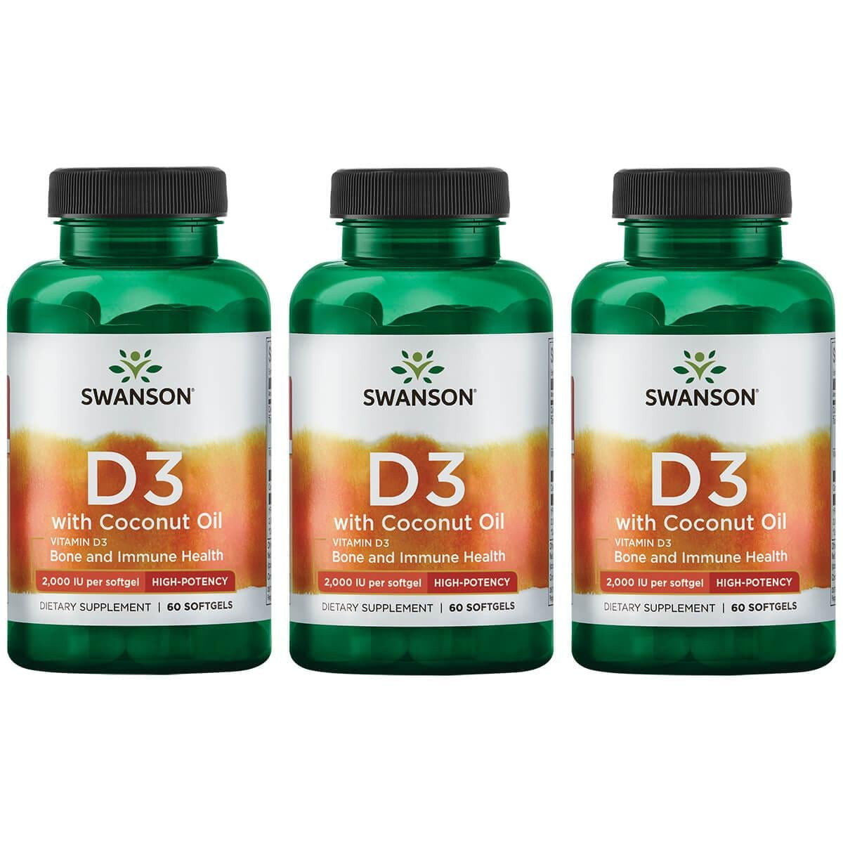 Swanson Vitamin D3 with Coconut Oil High Potency 3 Pack