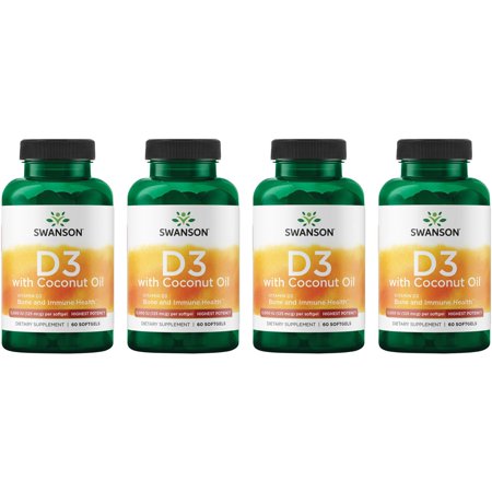 Swanson Vitamin D3 with Coconut Oil - Highest Potency 4 Pack