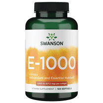 Swanson Vitamin E - Natural Vitamin Supplement Promoting Cardiovascular Health - Natural Formula Delivering Essential D-Alpha Tocopherols - (100 Softgels, 1000 IU Each)