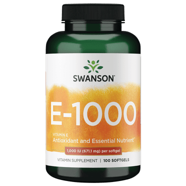 Swanson Vitamin E - Natural Vitamin Supplement Promoting Cardiovascular Health - Natural Formula Delivering Essential D-Alpha Tocopherols - (100 Softgels, 1000 IU Each)