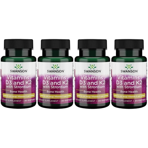 Swanson Vitamins D3 and K2 with Strontium 60 Sgels 4 Pack
