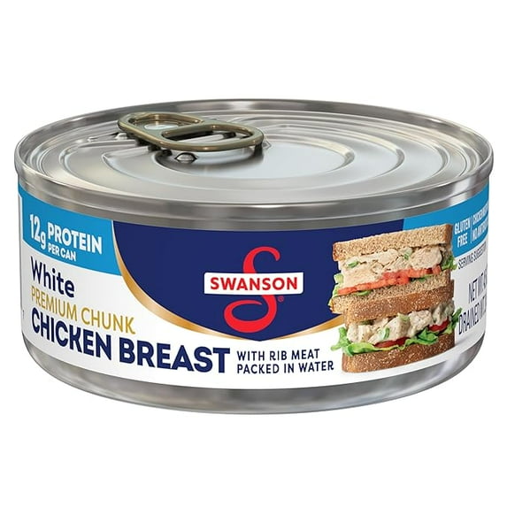 Swanson White Premium Chunk Canned Chicken Breast in Water, Fully Cooked Chicken, 4.5 OZ Can Pack of 1