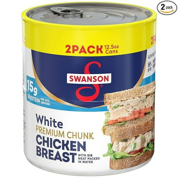 Swanson White Premium Chunk Chicken Breast with Rib Meat in Water, 12.5 oz. () Pack of 1