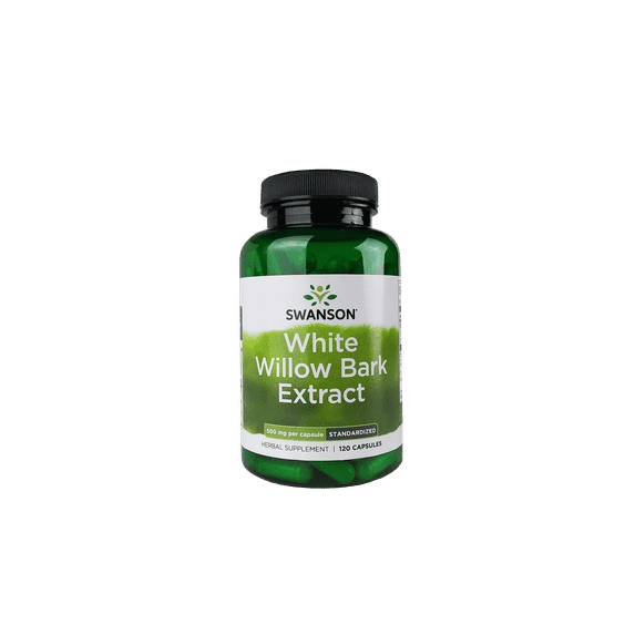 Swanson White Willow Bark Extract - Promotes Joint Support and Muscle Relief - Standardized to 15% Salicin - Natural Supplement with No Stomach Irritation - (120 Capsules, 500mg Each)