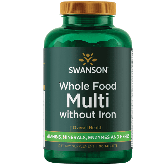 Swanson Whole Foods Formula Multivitamin and Mineral Without Iron Tablets, 90 Count