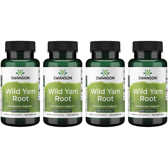 Swanson Wild Yam Root - Root & Extract 100 Caps 4 Pack