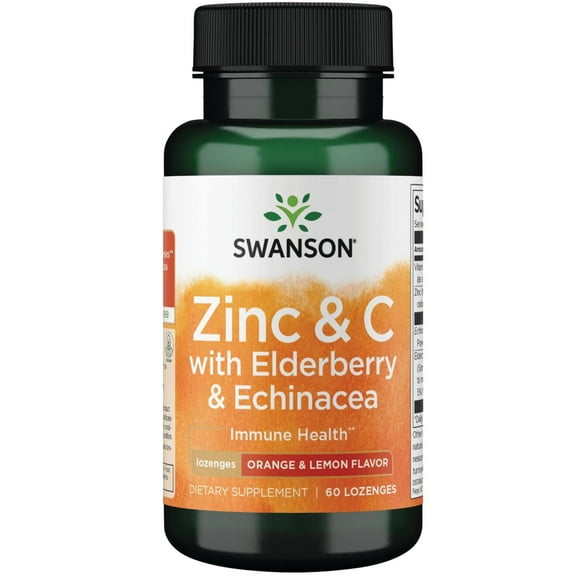 Swanson Zinc & C Lozenges w/ Elderberry & Echinacea-Orange & Lemon Flavor 60 Loz