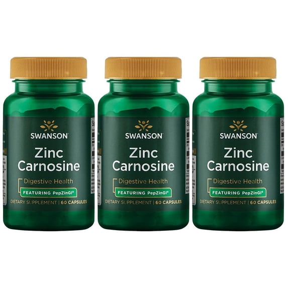 Swanson Zinc Carnosine - Featuring Pepzingi 60 Caps 3 Pack