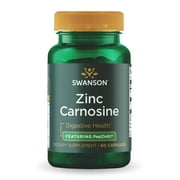 Swanson Zinc Carnosine (PepZin GI) - Natural Supplement Promoting Gastric Health & Digestive Support - Supports Microbial Balance in the Stomach - (60 Capsules)