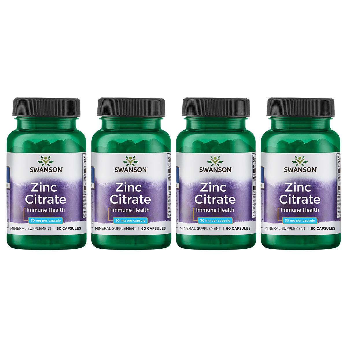 Swanson Zinc Citrate 30 mg 60 Caps 4 Pack