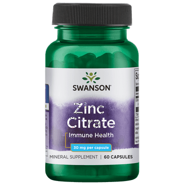 Swanson Zinc (Citrate) 30 mg 60 Capsules