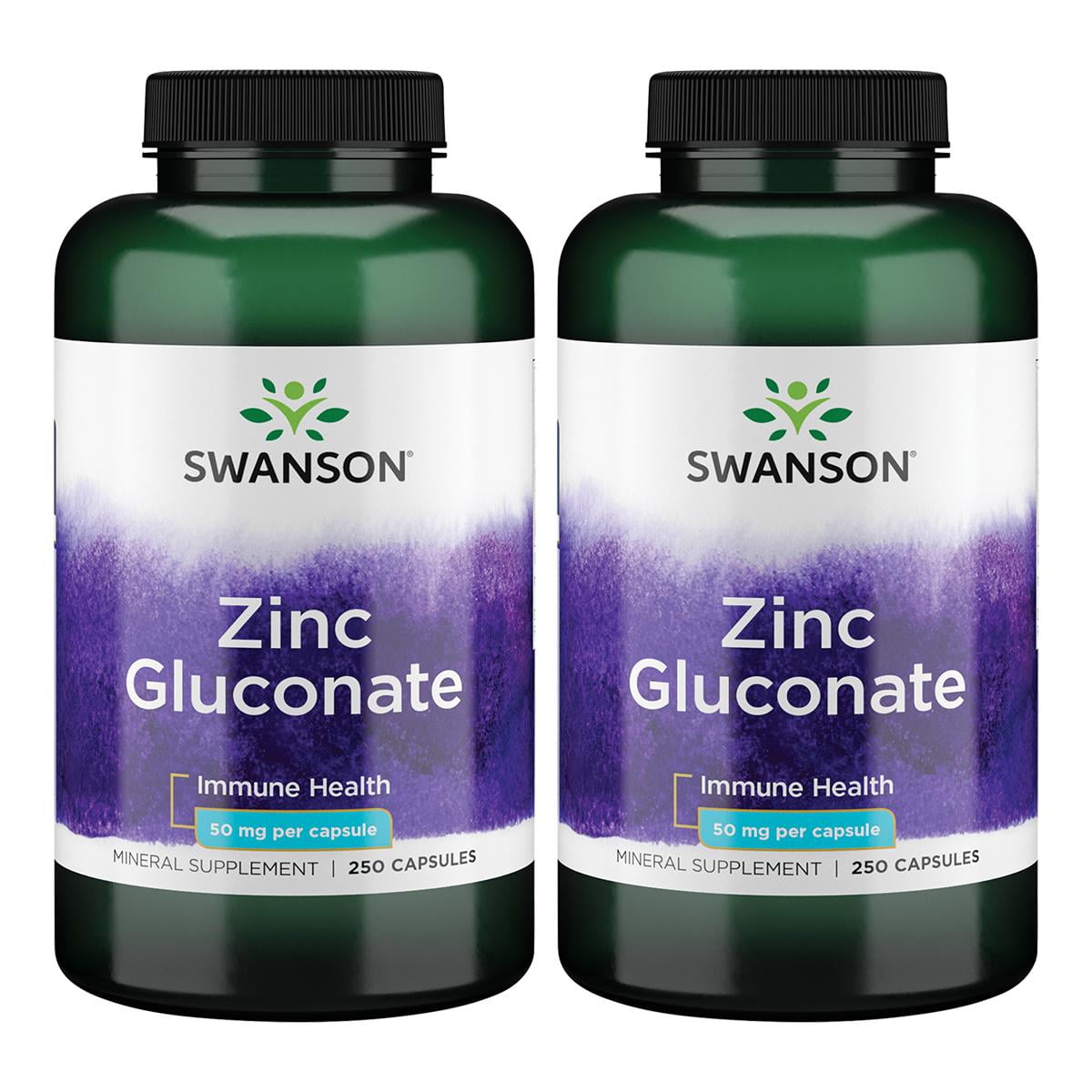 Swanson Zinc Gluconate 50 mg 250 Caps 2 Pack