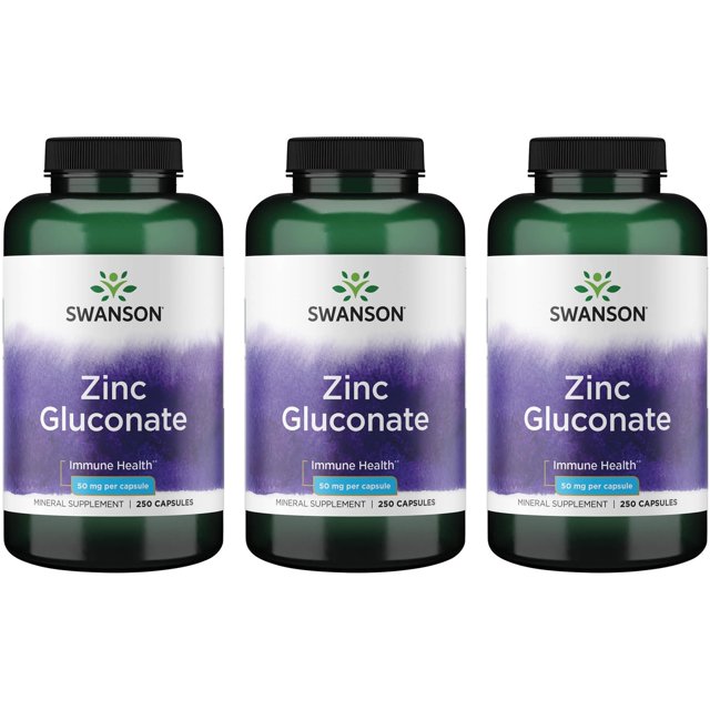 Swanson Zinc Gluconate 50 mg 250 Caps 3 Pack