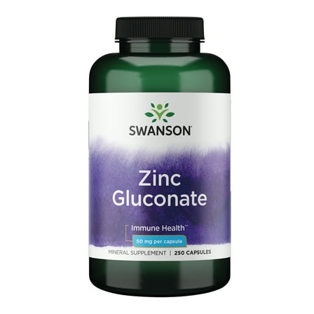 Swanson Zinc Gluconate - 250 Capsules, 50mg Each -1 Pack