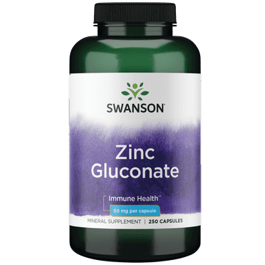 Swanson Zinc Gluconate - 250 Capsules, 50mg Each -1 Pack