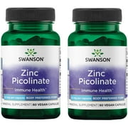 Swanson Zinc Picolinate - Mineral Supplement Promoting Prostate Health, Vision Health, Immune Support - Body Preferred Form of Chelated Zinc - 60 Capsules, 22mg Each 2 Pack