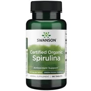 Swanson certified organic spirulina 500 mg 180 tabs