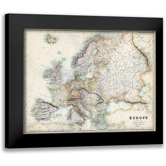 Swanston, G.H. 14x12 Black Modern Framed Museum Art Print Titled - Pastel Map of Europe