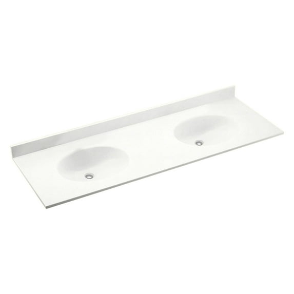 Swanstone 61W x 22.5D in. Chesapeake Solid Surface Double Sink Vanity Top