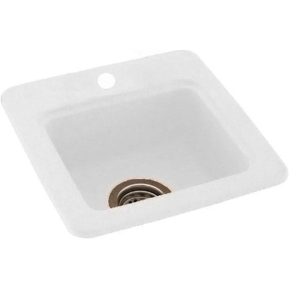 Swan BS01515.010 15-in L x 15-in W x 5-in H Solid Surface Kitchen Sink, White