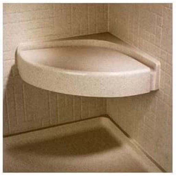 Swan CS01616.126 Solid Surface Corner Shower Seat, 16.3125" L x 16.3125" H x 4" H, Cloud Bone