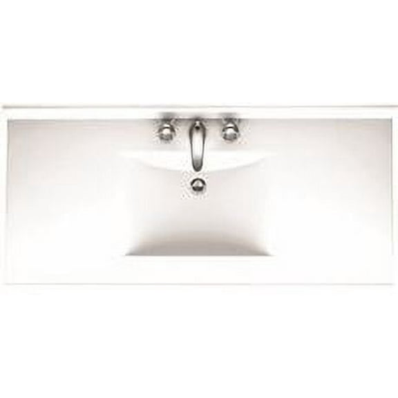 Swanstone CV02243.010 Contour Solid Surface Single-Bowl Vanity Top, 43-in L X 22-in H X 6.25-in H, White