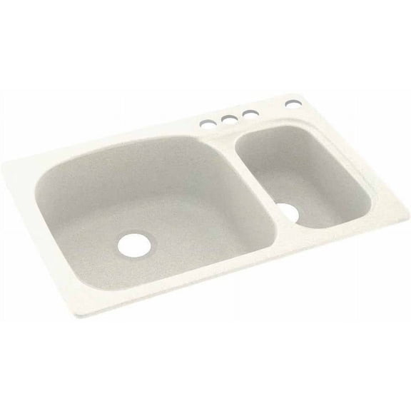 Swanstone KS03322LS.018-4 4-Hole Solid Surface Kitchen Sink, 33" x 22", Bisque