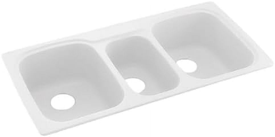 White Matte Solid Surface Triple Bowl Undermount Kitchen Sink