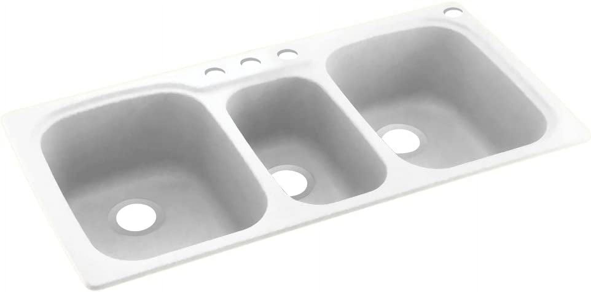 Swanstone KS04422TB.011-4 4-Hole Solid Surface Kitchen Sink, 44" x 22", Tahiti White
