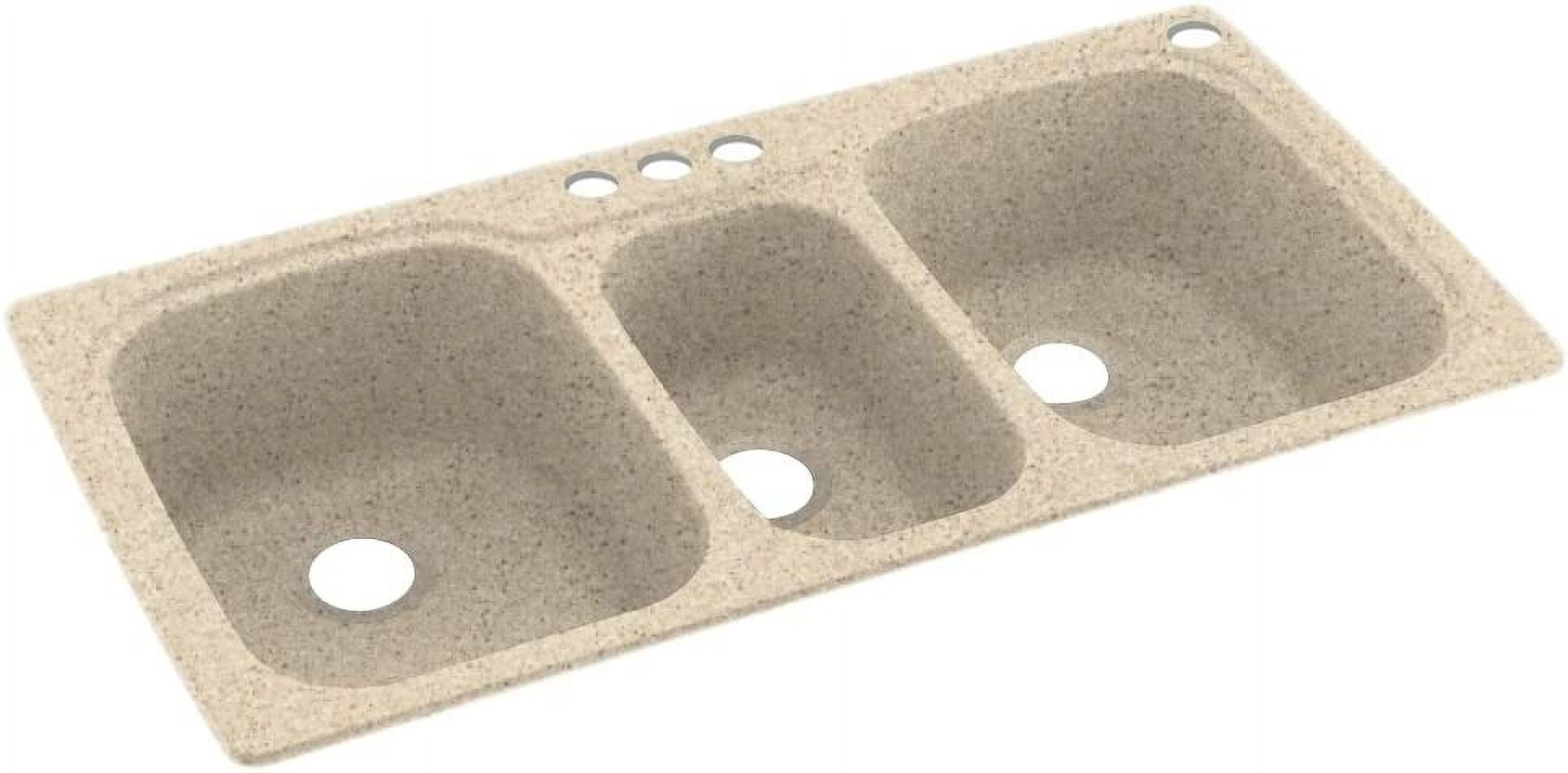 Swanstone KS04422TB.040-4 4-Hole Solid Surface Kitchen Sink, 44" x 22", Bermuda Sand
