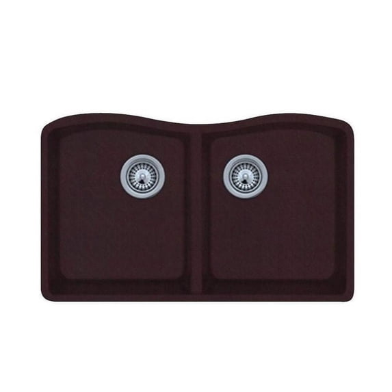 Swanstone QU03322ED170 Granite Undermount Double-Bowl Kitchen Sink 33 L x 22 H x 9 H Espresso