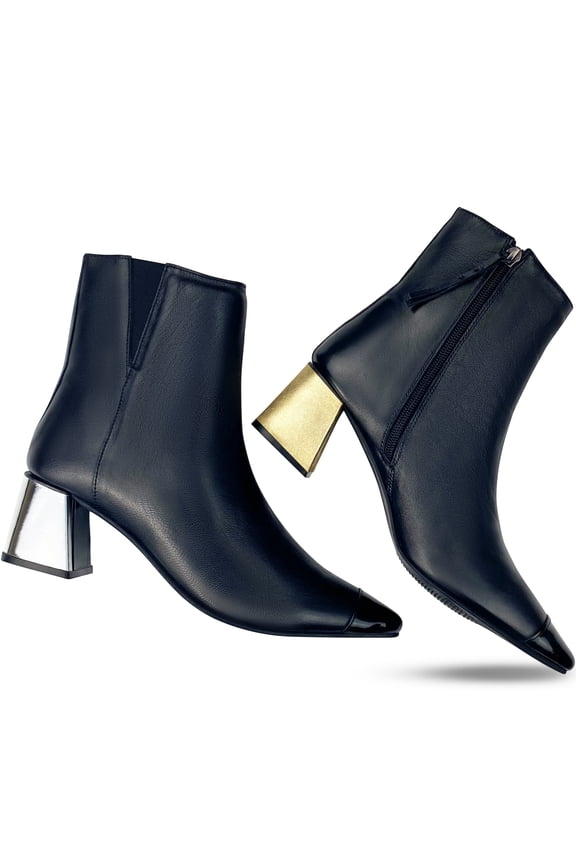 Swap Heel Bootie- Like 3 Pairs of Boots in 1- Convertible Heel Covers- Black, Silver and Gold ONLY AVAILABLE at Walmart.com