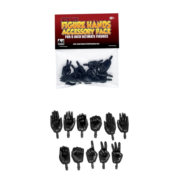 Swappable Hands Accessory Pack For Figures Toy Company Ultimate 6 Inch Action Figures: Black
