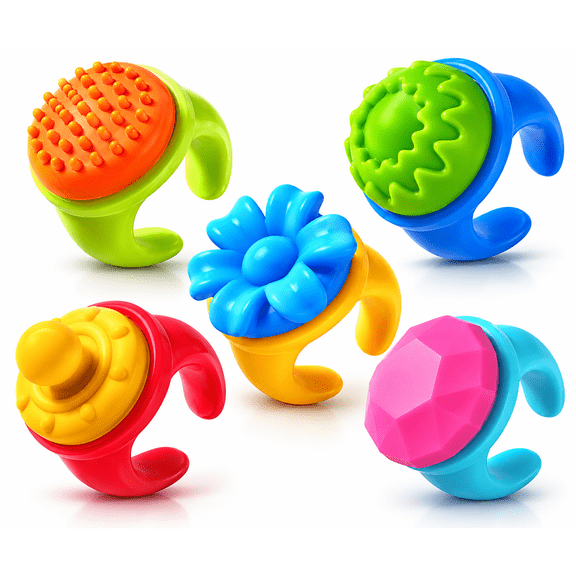 Swappable Sensory Fidget Ring Set, Assorted Textures, 5-Pack