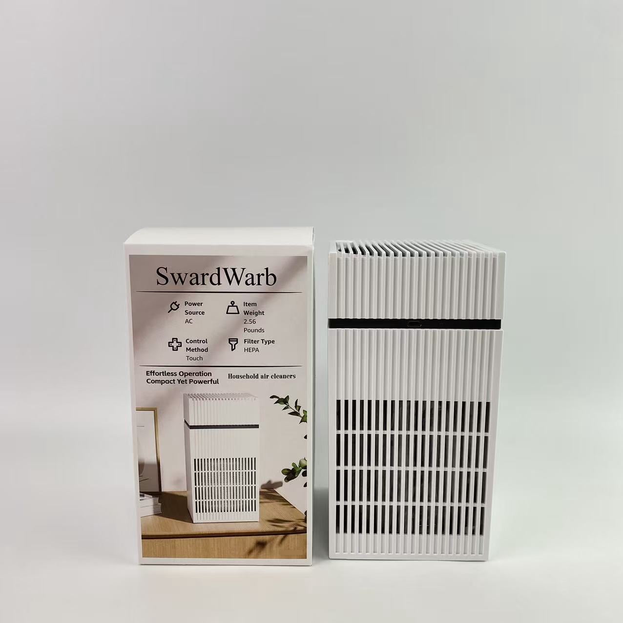SwardWarb Household air cleaners,Air Purifiers for Home with H13 True HEPA Filter Up to 1076 Ft² for Pet Hair, White