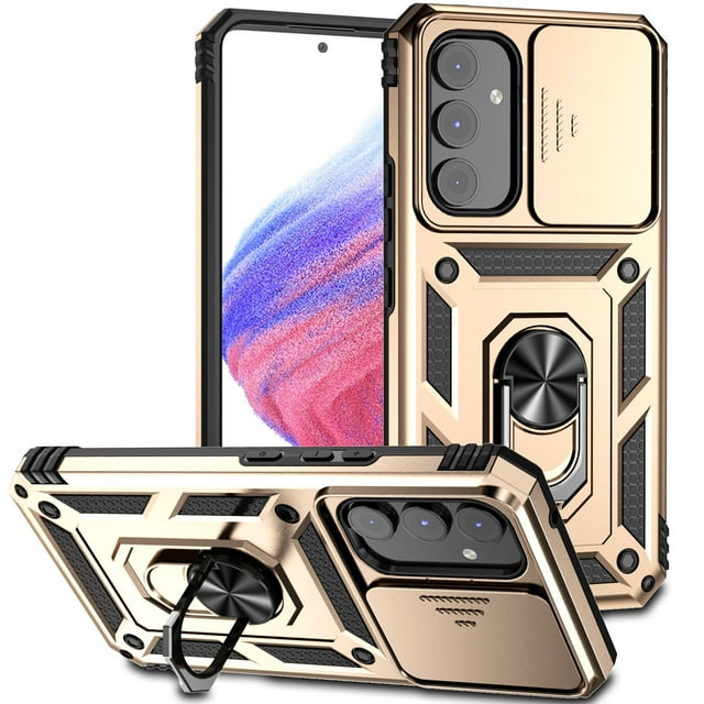 Swarich For Galaxy A32 5G Case with Slide Camera Cover Drop Tested Military Grade Heavy Duty Protective Sturdy Rotate Ring Kickstand Phone Case for Samsung Galaxy A32 5G 6.5" 2021,Gold
