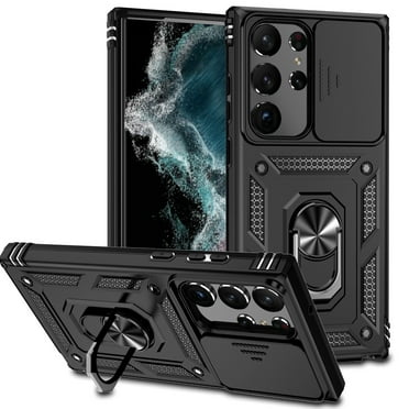 Swarich For Galaxy S22 Ultra Case with Slide Camera Cover Drop Tested Military Grade Heavy Duty Protective Sturdy Rotate Ring Kickstand Phone Case for Samsung Galaxy S22 Ultra 6.8" 2022,Black