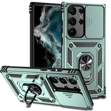 Swarich For Galaxy S21 Ultra Case with Slide Camera Cover Drop Tested Military Grade Heavy Duty Protective Sturdy Rotate Ring Kickstand Phone Case for Samsung Galaxy S21 Ultra 6.8" 2021,Darkgreen