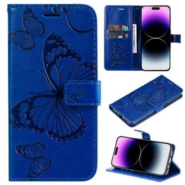 Swarich iPhone 11 Wallet Case for Women,Butterfly Embossed PU Leather Flip Folio Cover Credit Card Holder Slots Stand Wallet Phone Case For Apple iPhone 11 6.1" 2019,Blue