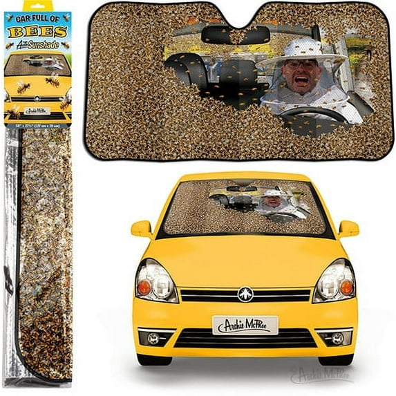 Swarm of Bees Car Sun Shade - Auto Windshield Sunshade Cover Cools Vehicle Interior and Blocks UV Rays - 50" x 27.5"