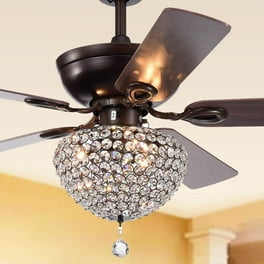 Angel 3-light Crystal Chandelier 5-blade 43-inch Brown Ceiling Fan (Optional Remote) Angel 3-light Crystal Chandelier 5-blade 43-inch Brown Ceiling Fan (Optional Remote)