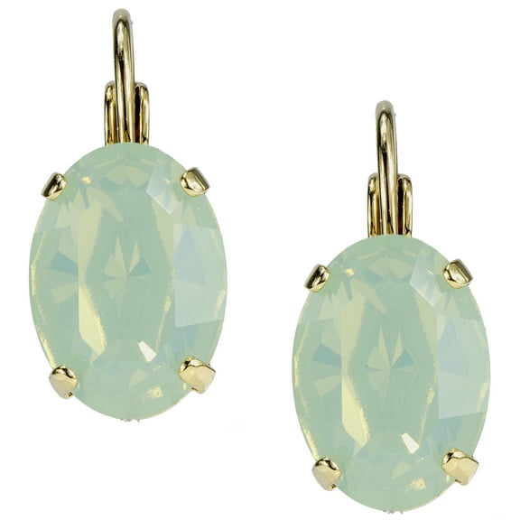 Swarovski 14mm by 10mm Oval Leverback Earring Featuring Crystolite Opal Nickel Free