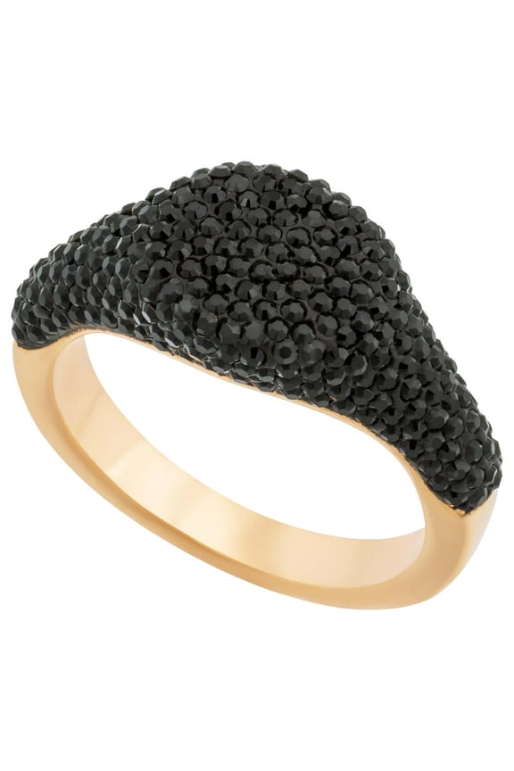 5406222 Women's Stone Signet Black Crystal Ring, Size 6.75
