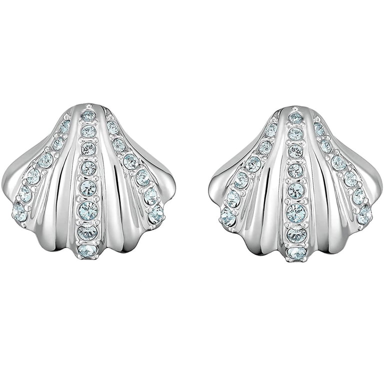 Swarovski 5526494 Women's Shell Blue Crystal Stud Pierced Earrings