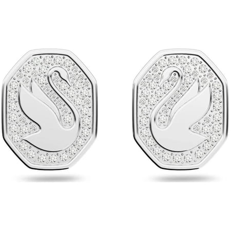 Swarovski 5621097 Women's Signum Swan Rhodium Plated Stud Earrings